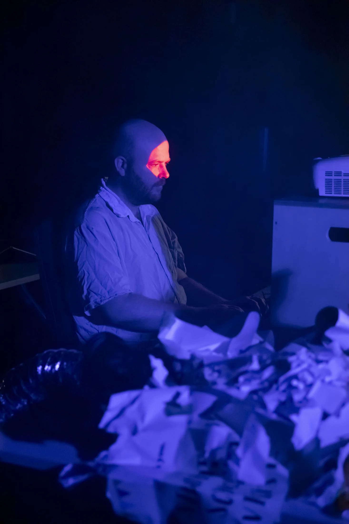 A behind-the-scenes moment from Human Hardware