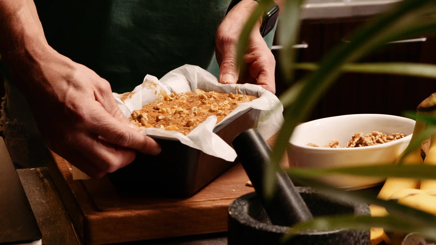 Luke Hines preparing ingredients for Plate for a Mate