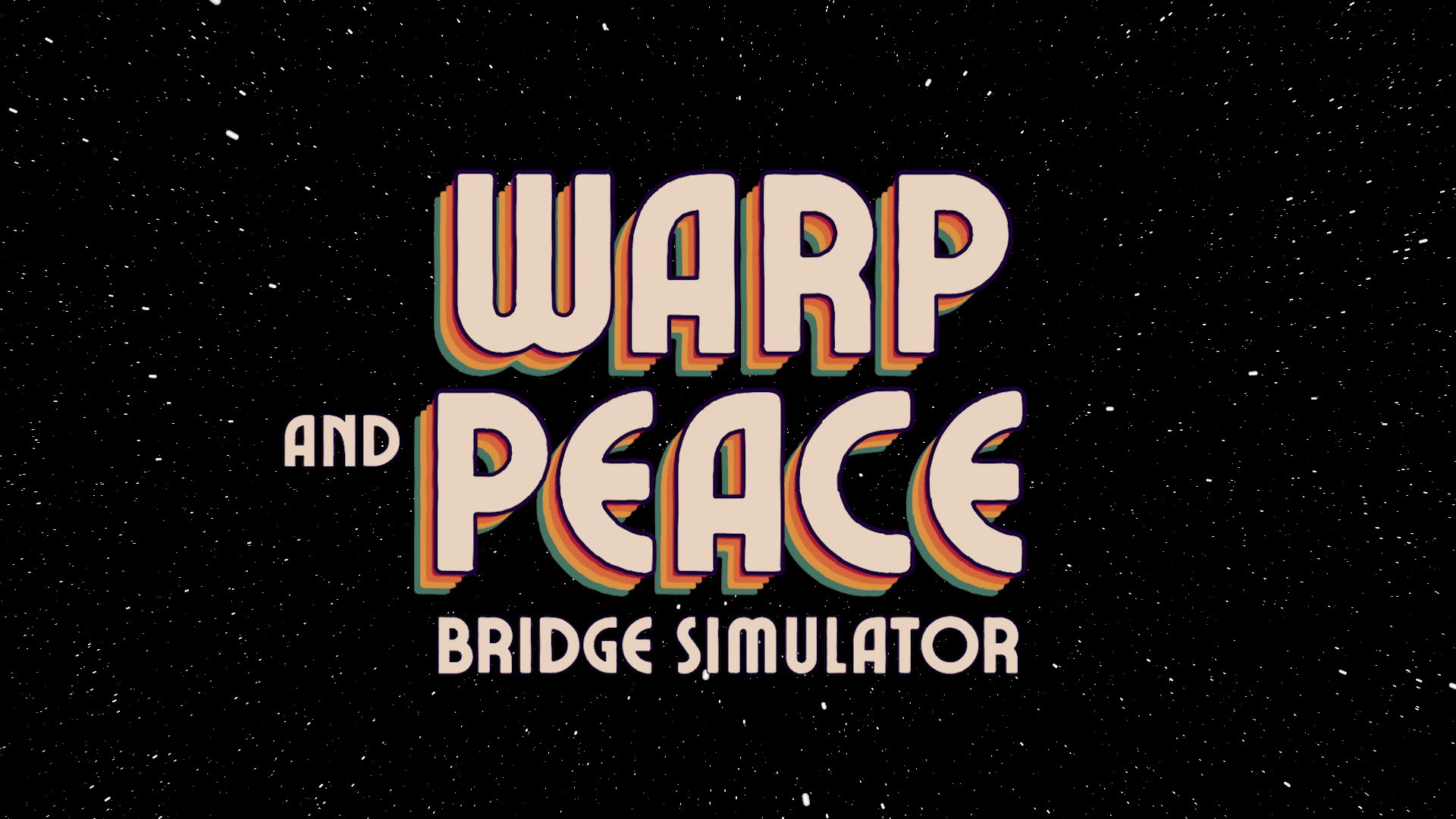 The crew of Warp & Peace aboard a colourful retro science-fiction bridge