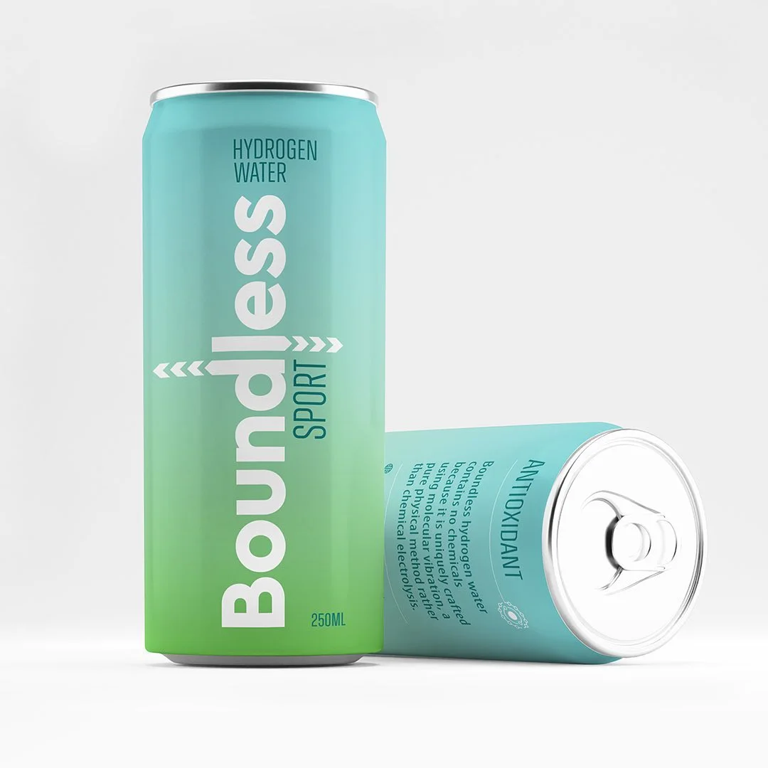 Boundless cans photographed as a clean studio product study