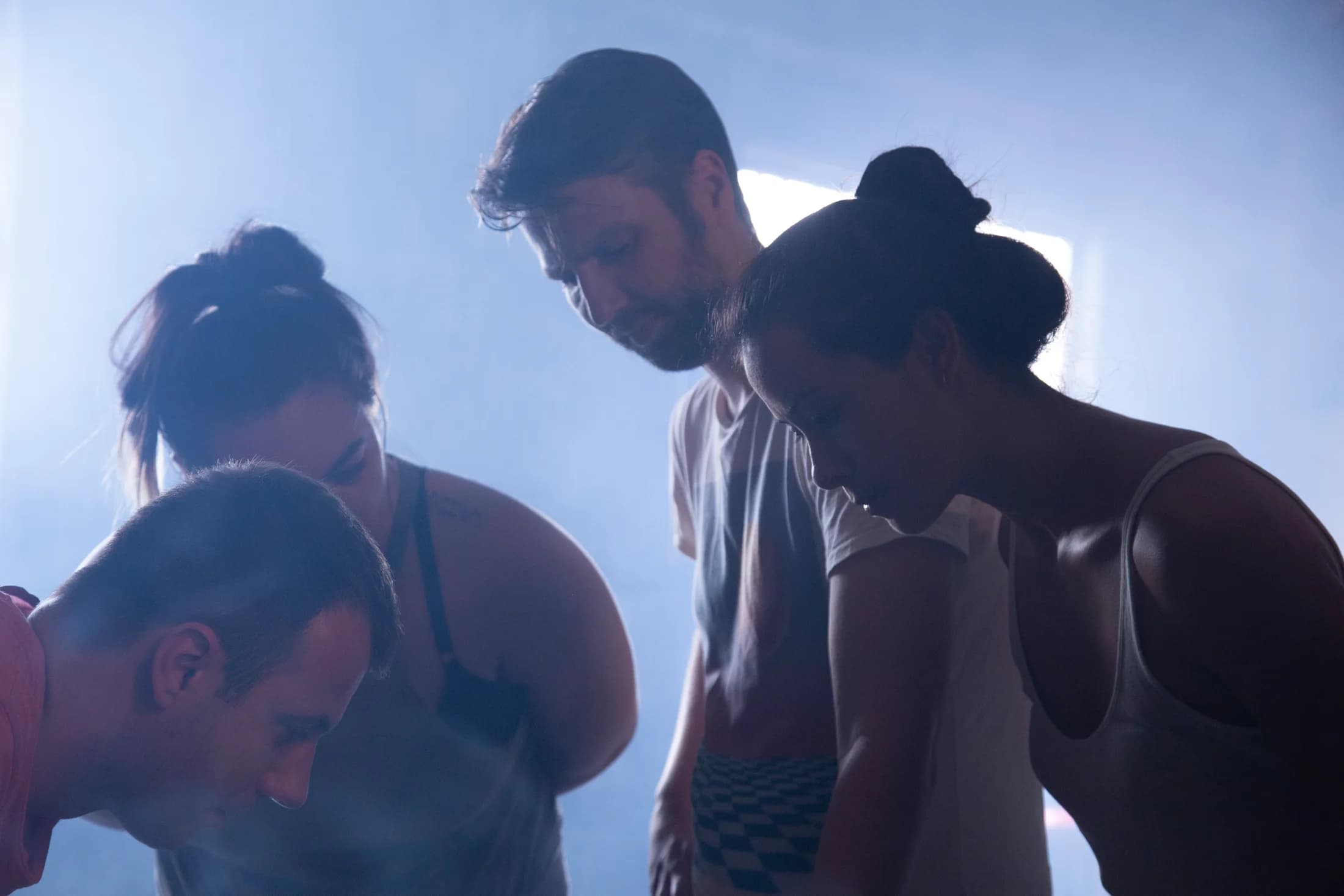 The Breach crew gathered around the 360-degree camera rig