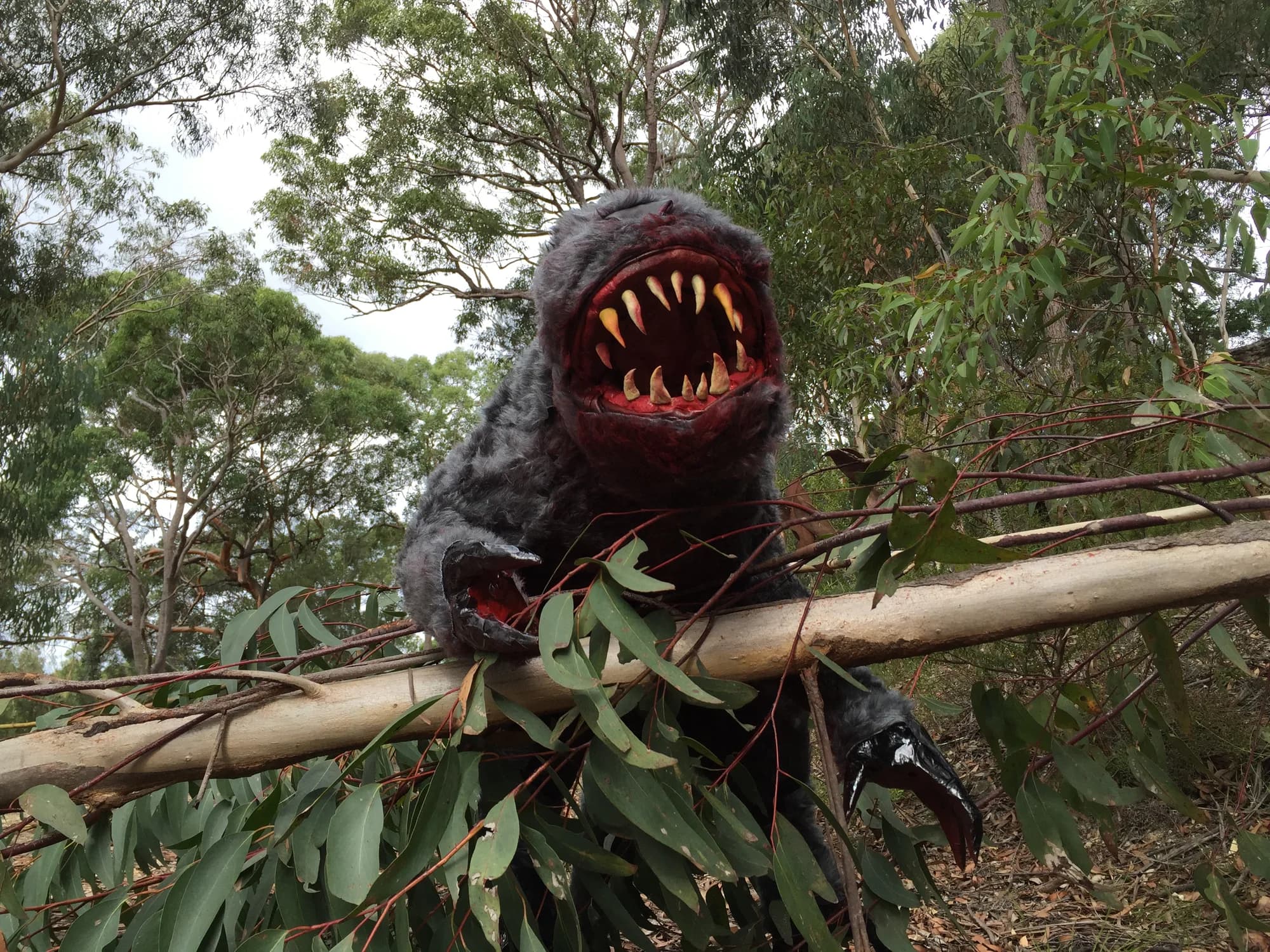 The practical creature prop used in the short film