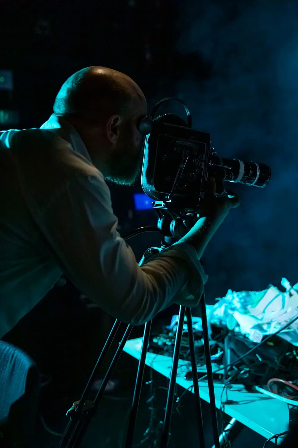 Tim Sharp working with the Bolex camera during Human Hardware